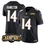 Men's Baltimore Ravens #14 Kyle Hamilton Black 2023 F.U.S.E. AFC North Champions Vapor Limited Football Stitched Jersey