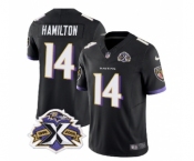 Men's Baltimore Ravens #14 Kyle Hamilton Black 2023 F.U.S.E With Patch Throwback Vapor Limited Stitched Jersey