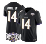 Men's Baltimore Ravens #14 Kyle Hamilton Black F.U.S.E 2024 AFC North Division Champions Vapor Limited Football Jersey