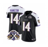 Men's Baltimore Ravens #14 Kyle Hamilton Black White 2023 F.U.S.E With Patch Throwback Vapor Limited Stitched Jersey