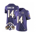 Men's Baltimore Ravens #14 Kyle Hamilton Purple 2023 F.U.S.E With Patch Throwback Vapor Limited Stitched Jersey