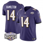 Men's Baltimore Ravens #14 Kyle Hamilton Purple F.U.S.E 2024 AFC North Division Champions Vapor Limited Football Jersey