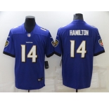 Men's Baltimore Ravens #14 Kyle Hamilton Purple Vapor Untouchable Limited Stitched Jersey
