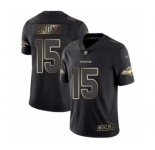 Men's Baltimore Ravens #15 Marquise Brown Black Gold Vapor Untouchable Limited Player Football Jersey