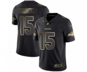 Men's Baltimore Ravens #15 Marquise Brown Black Gold Vapor Untouchable Limited Player Football Jersey