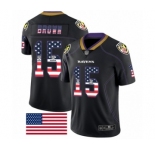 Men's Baltimore Ravens #15 Marquise Brown Limited Black Rush USA Flag Football Jersey