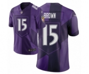 Men's Baltimore Ravens #15 Marquise Brown Limited Purple City Edition Football Jersey