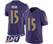 Men's Baltimore Ravens #15 Marquise Brown Limited Purple Rush Vapor Untouchable 100th Season Football Jersey