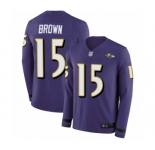 Men's Baltimore Ravens #15 Marquise Brown Limited Purple Therma Long Sleeve Football Jersey