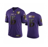Men's Baltimore Ravens #15 Marquise Brown Purple Team 25th Season Golden Limited Football Jersey