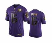 Men's Baltimore Ravens #15 Marquise Brown Purple Team 25th Season Golden Limited Football Jersey