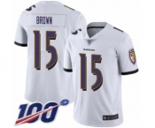 Men's Baltimore Ravens #15 Marquise Brown White Vapor Untouchable Limited Player 100th Season Football Jersey