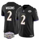 Men's Baltimore Ravens #2 Nate Wiggins Black F.U.S.E 2024 AFC North Division Champions Vapor Limited Football Jersey