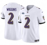 Men's Baltimore Ravens #2 Nate Wiggins White 2024 With Dradt Patch F.U.S.E Vapor Limited Football Jersey