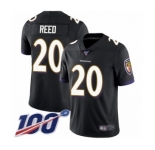 Men's Baltimore Ravens #20 Ed Reed Black Alternate Vapor Untouchable Limited Player 100th Season Football Jersey