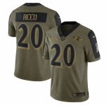 Men's Baltimore Ravens #20 Ed Reed Nike Olive 2021 Salute To Service Retired Player Limited Jersey