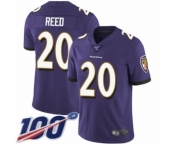 Men's Baltimore Ravens #20 Ed Reed Purple Team Color Vapor Untouchable Limited Player 100th Season Football Jersey