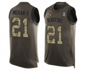 Men's Baltimore Ravens #21 Mark Ingram II Limited Green Salute to Service Tank Top Football Jersey