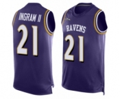 Men's Baltimore Ravens #21 Mark Ingram II Limited Purple Player Name & Number Tank Top Football Jersey