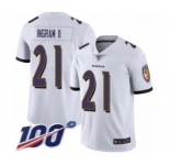 Men's Baltimore Ravens #21 Mark Ingram II White Vapor Untouchable Limited Player 100th Season Football Jersey