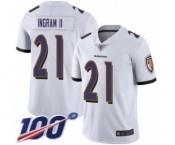 Men's Baltimore Ravens #21 Mark Ingram II White Vapor Untouchable Limited Player 100th Season Football Jersey