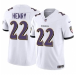 Men's Baltimore Ravens #22 Derrick Henry 2023 F.U.S.E. White Vapor Limited Football Stitched Jersey