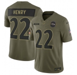 Men's Baltimore Ravens #22 Derrick Henry Olive 2025 Salute to Service Limited Football Stitched Jersey