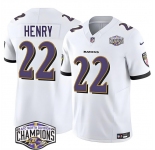 Men's Baltimore Ravens #22 Derrick Henry White F.U.S.E 2024 AFC North Division Champions Vapor Limited Football Jersey