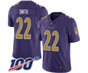 Men's Baltimore Ravens #22 Jimmy Smith Limited Purple Rush Vapor Untouchable 100th Season Football Jersey
