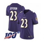 Men's Baltimore Ravens #23 Tony Jefferson Purple Team Color Vapor Untouchable Limited Player 100th Season Football Jersey
