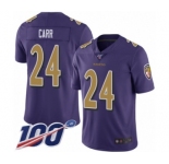 Men's Baltimore Ravens #24 Brandon Carr Limited Purple Rush Vapor Untouchable 100th Season Football Jersey
