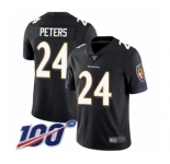 Men's Baltimore Ravens #24 Marcus Peters Black Alternate Vapor Untouchable Limited Player 100th Season Football Jersey