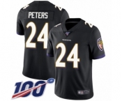 Men's Baltimore Ravens #24 Marcus Peters Black Alternate Vapor Untouchable Limited Player 100th Season Football Jersey