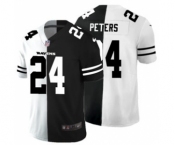Men's Baltimore Ravens #24 Marcus Peters Black V White Peace Split Vapor Untouchable Limited Football Jersey