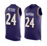 Men's Baltimore Ravens #24 Marcus Peters Elite Purple Player Name & Number Tank Top Football Jersey