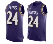 Men's Baltimore Ravens #24 Marcus Peters Elite Purple Player Name & Number Tank Top Football Jersey