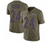 Men's Baltimore Ravens #24 Marcus Peters Limited Olive 2017 Salute to Service Football Jersey