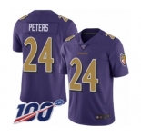 Men's Baltimore Ravens #24 Marcus Peters Limited Purple Rush Vapor Untouchable 100th Season Football Jersey