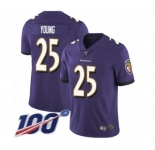 Men's Baltimore Ravens #25 Tavon Young Purple Team Color Vapor Untouchable Limited Player 100th Season Football Jersey