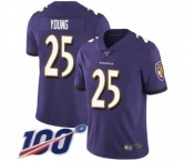 Men's Baltimore Ravens #25 Tavon Young Purple Team Color Vapor Untouchable Limited Player 100th Season Football Jersey