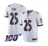 Men's Baltimore Ravens #25 Tavon Young White Vapor Untouchable Limited Player 100th Season Football Jersey