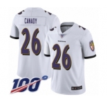 Men's Baltimore Ravens #26 Maurice Canady White Vapor Untouchable Limited Player 100th Season Football Jersey