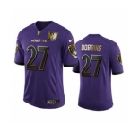 Men's Baltimore Ravens #27 J.K. Dobbins Purple Team 25th Season Golden Limited Football Jersey