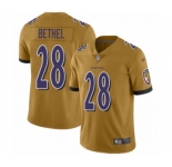 Men's Baltimore Ravens #28 Justin Bethel Limited Gold Inverted Legend Football Jersey