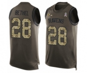 Men's Baltimore Ravens #28 Justin Bethel Limited Green Salute to Service Tank Top Football Jersey