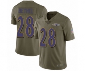 Men's Baltimore Ravens #28 Justin Bethel Limited Olive 2017 Salute to Service Football Jersey