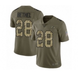 Men's Baltimore Ravens #28 Justin Bethel Limited Olive Camo Salute to Service Football Jersey