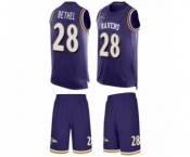 Men's Baltimore Ravens #28 Justin Bethel Limited Purple Tank Top Suit Football Jersey