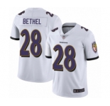 Men's Baltimore Ravens #28 Justin Bethel White Vapor Untouchable Limited Player Football Jersey