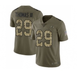 Men's Baltimore Ravens #29 Earl Thomas III Limited Olive Camo Salute to Service Football Jersey